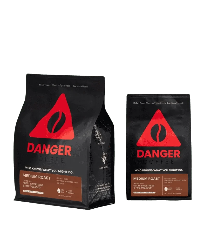 Buy Danger Coffee Medium Roast Whole Bean Mineralized Coffee at LiveHelfi