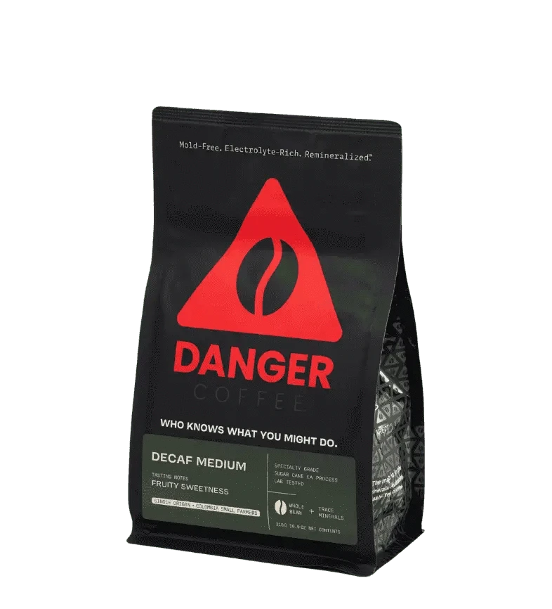 Buy Danger Coffee Decaf Medium Roast Whole Bean Mineralized Coffee at LiveHelfi